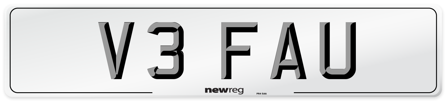 V3 FAU Number Plate from New Reg